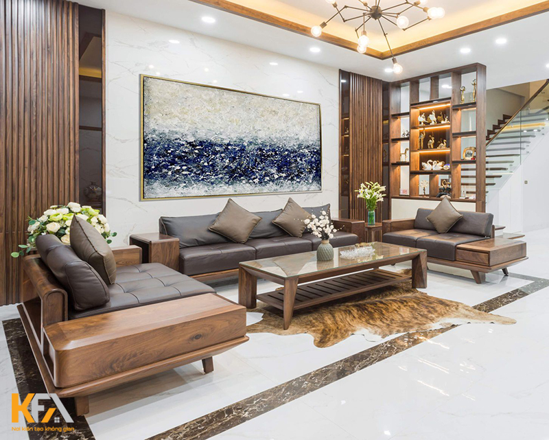 Mẫu kệ gỗ treo tường dành cho diện tích phòng khách nhỏ