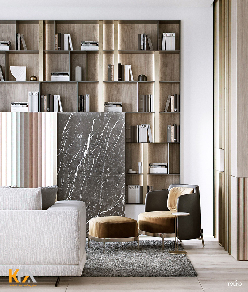 Mẫu kệ gỗ treo tường dành cho diện tích phòng khách nhỏ