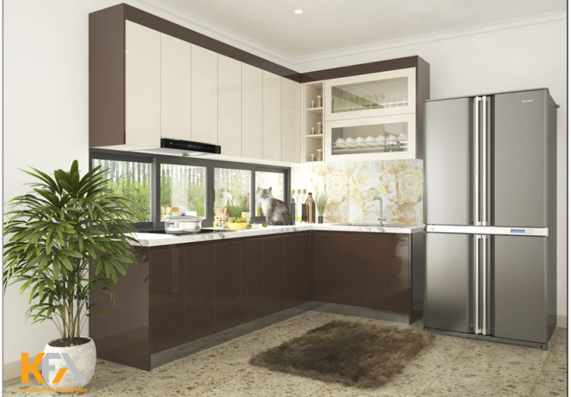 Cửa sổ ngay bệ bếp có tác dụng loại bỏ mùi hôi và ẩm ướt