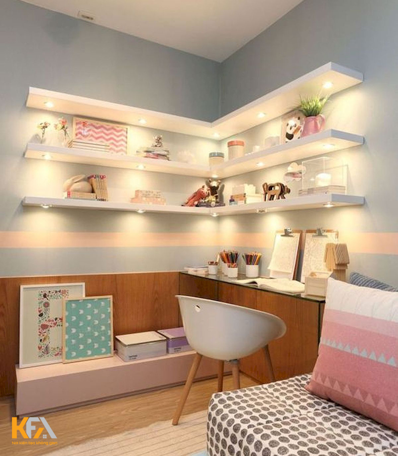 Kệ trang trí phòng khách nhỏ treo tường