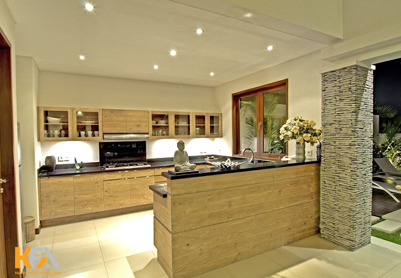 Sử dụng tủ bếp hình chữ I để tiết kiệm diện tích và trông gọn gàng hơn