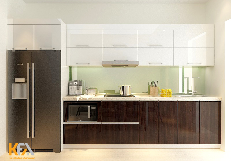 Tủ bếp âm tường là giải pháp cho những gia đình hạn chế về diện tích