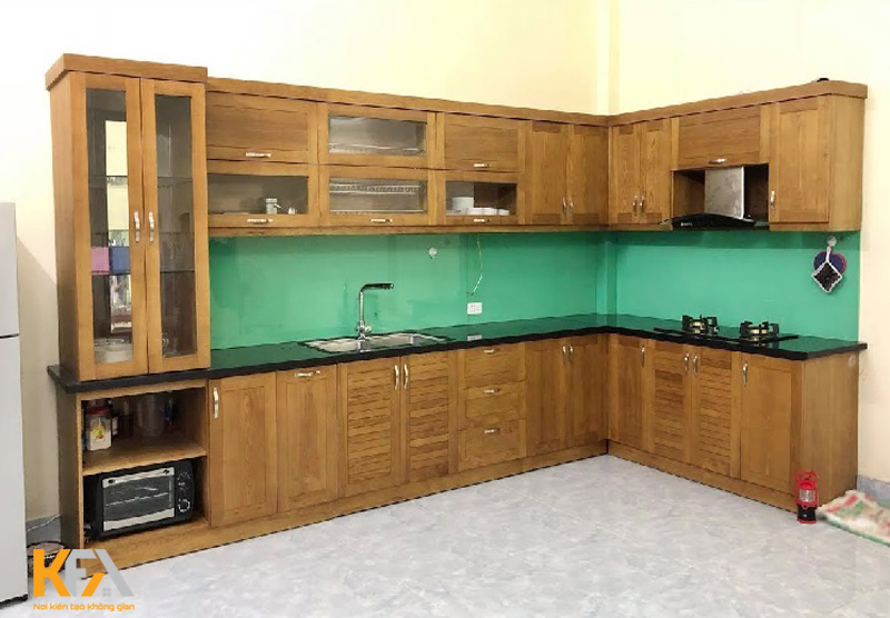 Mẫu tủ bếp gỗ chữ L đẹp