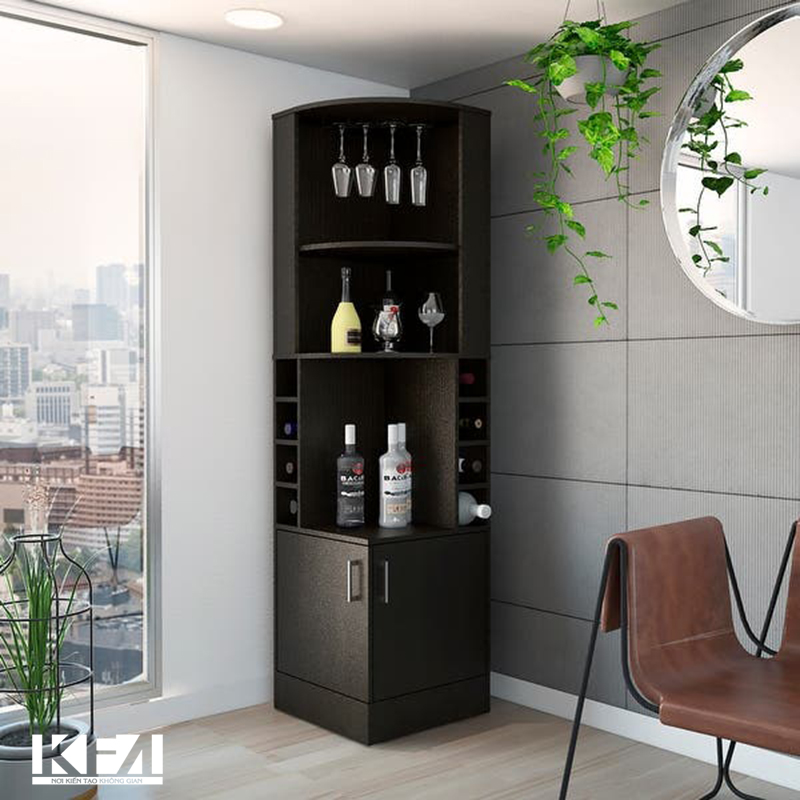 Mẫu tủ rượu góc dành cho phòng khách