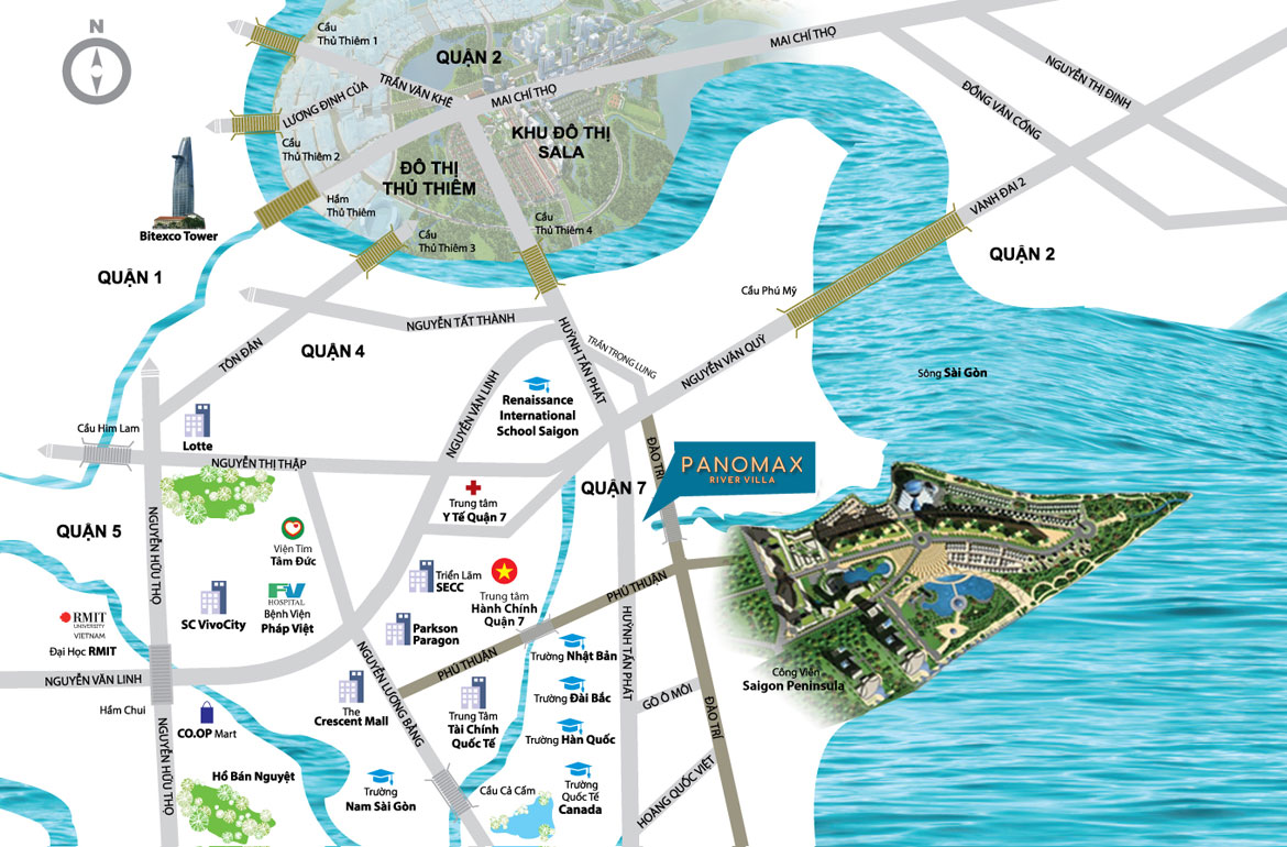 Vị trí địa chỉ dự án căn hộ chung cư Panomax River Villa