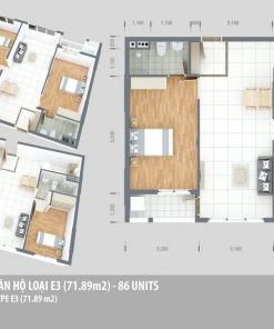 Thiết kế căn 71.89m2 - 2 phòng ngủ 2 Toilet