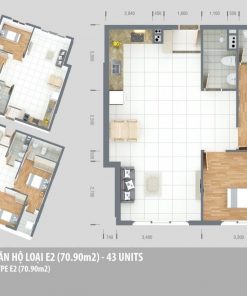 Thiết kế căn 70.90m2 - 2 phòng ngủ 2 Toilet