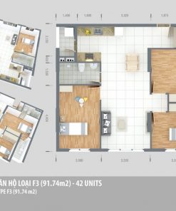 Thiết kế căn 91.74m2 - 3 phòng ngủ 2 Toilet